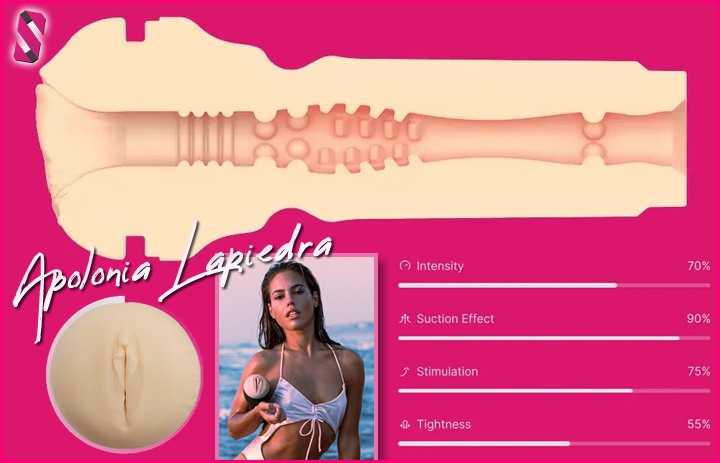 Pornstar Apolonia Lapiedra's replica pussy sleeve - Stroker sex toy by Kiiroo FeelStars
