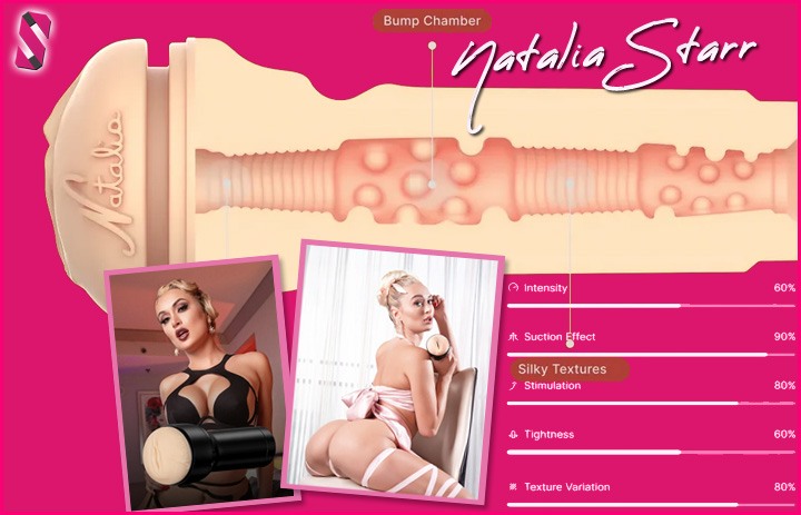 Pornstar Natalia Starr's replica pussy sleeve - Stroker sex toy by Kiiroo FeelStars