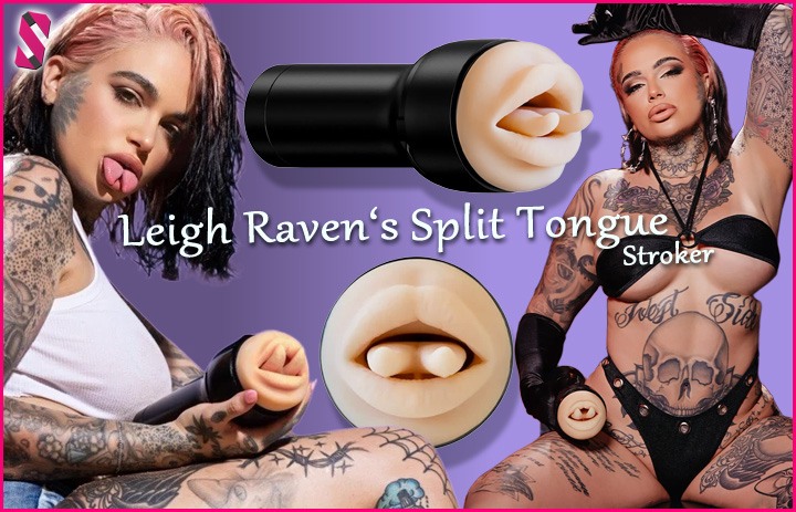 Pornstar Leigh Raven split tongue (mouth) stroker - Kiiroo FeelStars sex toy brand