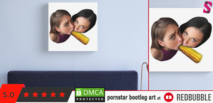 Riley Reid and Kendra Sunderland share a corn - The ugliest unlicensed pornstar merch on Redbubble (print on demand)