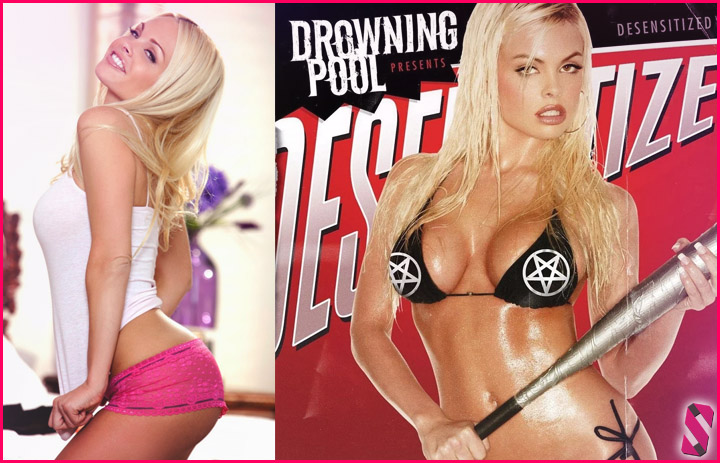 Jesse Jane on album cover by Drowning Pool - All famous rock stars that starred in adult films (celeb porn cameo)
